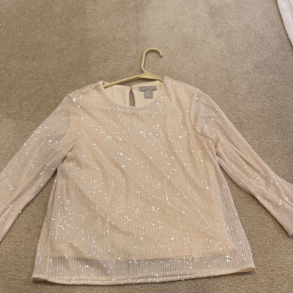H&M Cream Sequin Blouse
